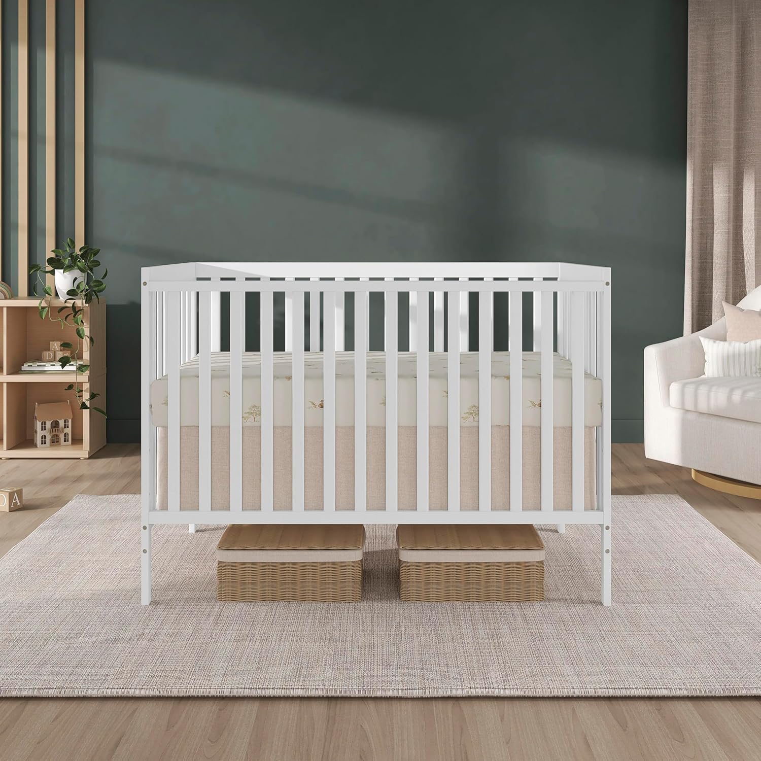 ORANGLES Dream On Me Synergy 5-in-1 Convertible Full-Size Baby Crib – White Sustainable Pinewood Crib with Toddler, Daybed & Full Bed Conversion - angled perspective - Image 4 of 4 | excellent for daily use | New York | Free Shipping ORANGLES