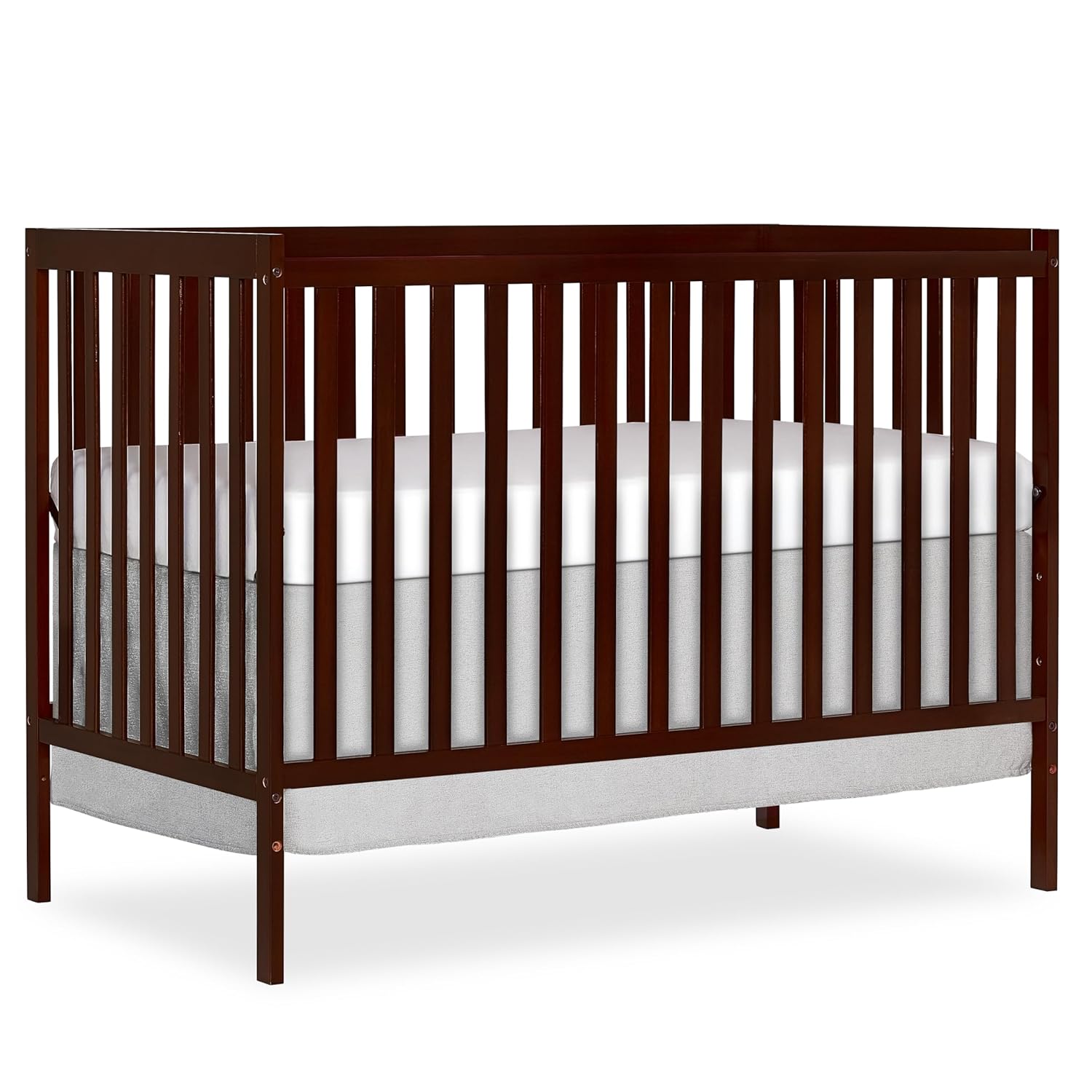 Dream On Me Synergy 5-in-1 Convertible Full-Size Baby Crib – Espresso Sustainable Pinewood Crib with Toddler, Daybed & Full Bed Conversion