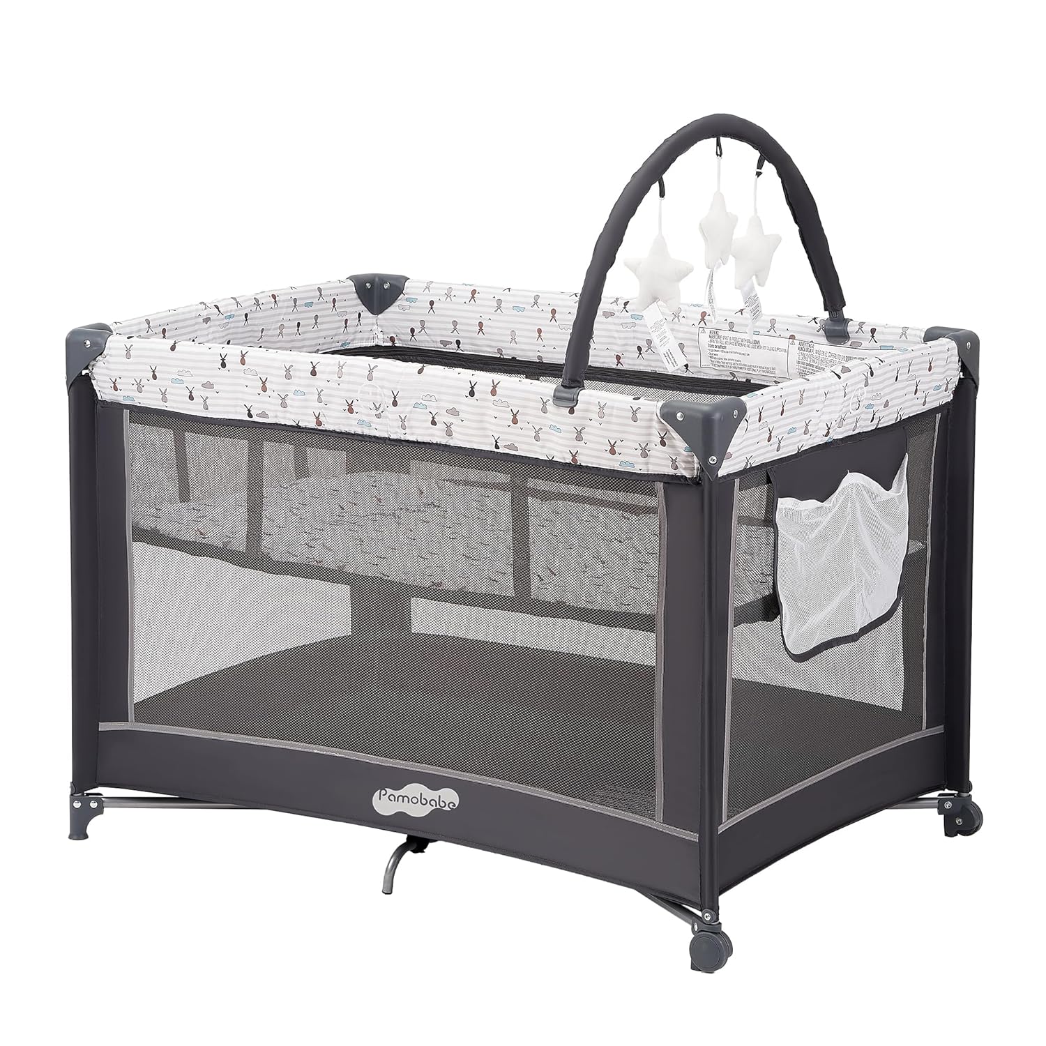 Pamo Babe Pack and Play with Bassinet – Portable Baby Playard & Travel Crib for Infants and Toddlers