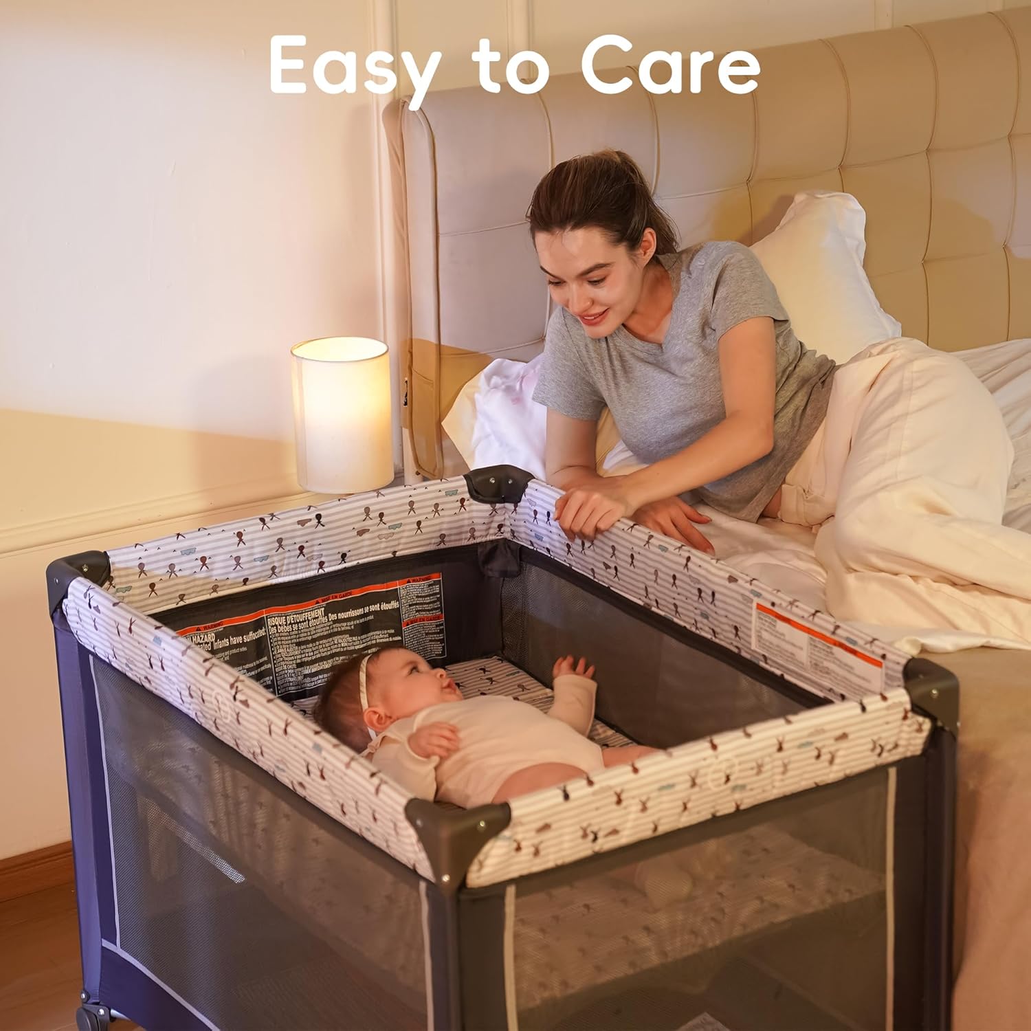 ORANGLES Pamo Babe Pack and Play with Bassinet – Portable Baby Playard & Travel Crib for Infants and Toddlers - angled perspective - Image 4 of 5 | excellent for daily use | New York | Free Shipping ORANGLES