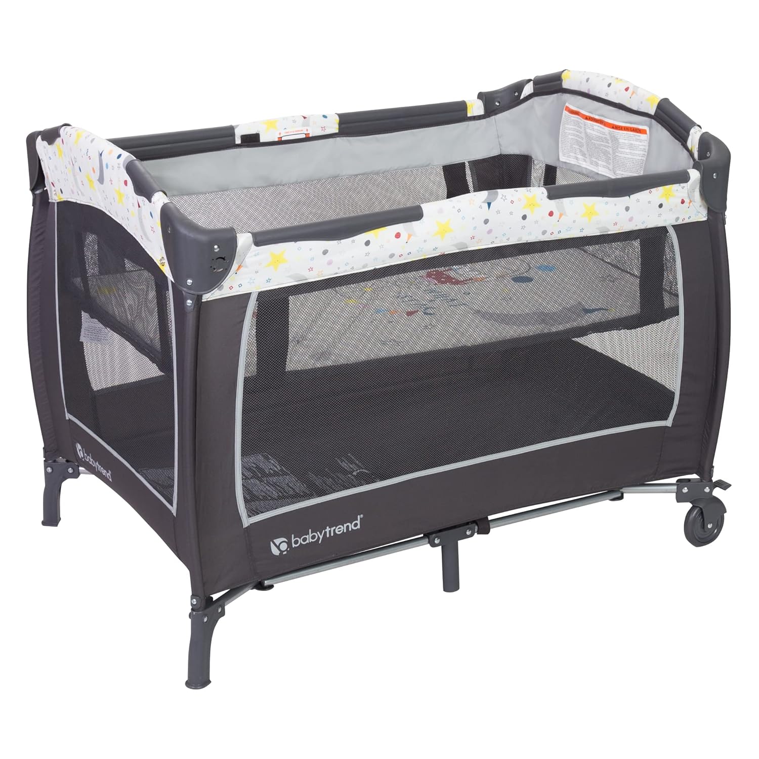 ORANGLES Baby Trend Lil' Snooze Deluxe II Nursery Center – Twinkle Twinkle Little Moon Portable Baby Playard with Bassinet & Changing Station - angled perspective - Image 4 of 4 | excellent for daily use | New York | Free Shipping ORANGLES