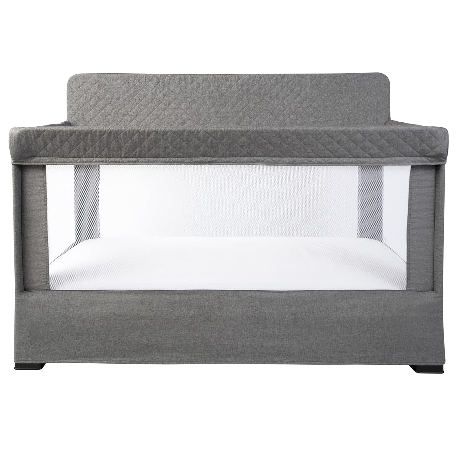 Baby Delight Lunaire Full Size Crib – Breathable Mesh Baby Crib with Tool-Free Assembly & Modern Charcoal Tweed Design