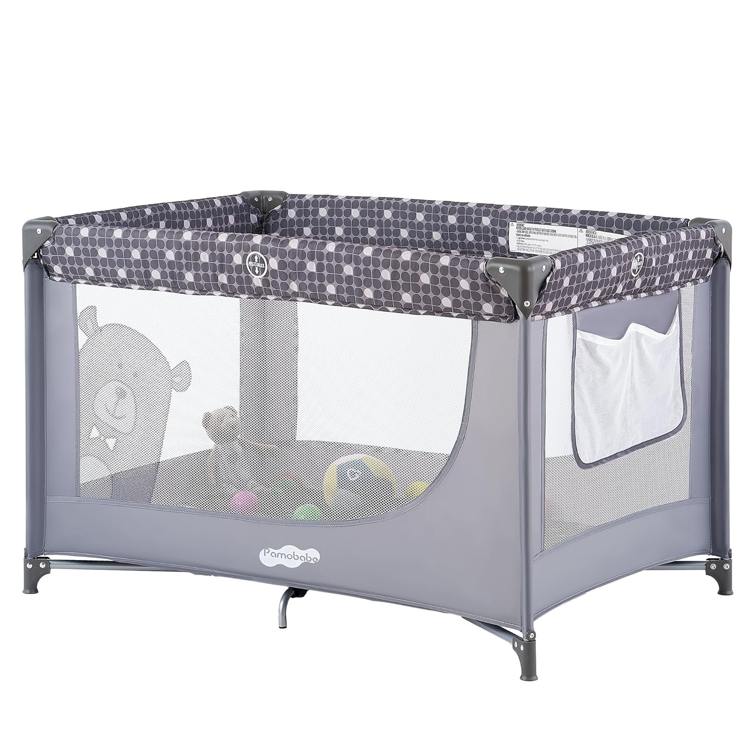 Pamo Babe Compact Pack and Play – Portable Baby Crib & Lightweight Foldable Travel Playard with Mattress Pad & Carry Bag