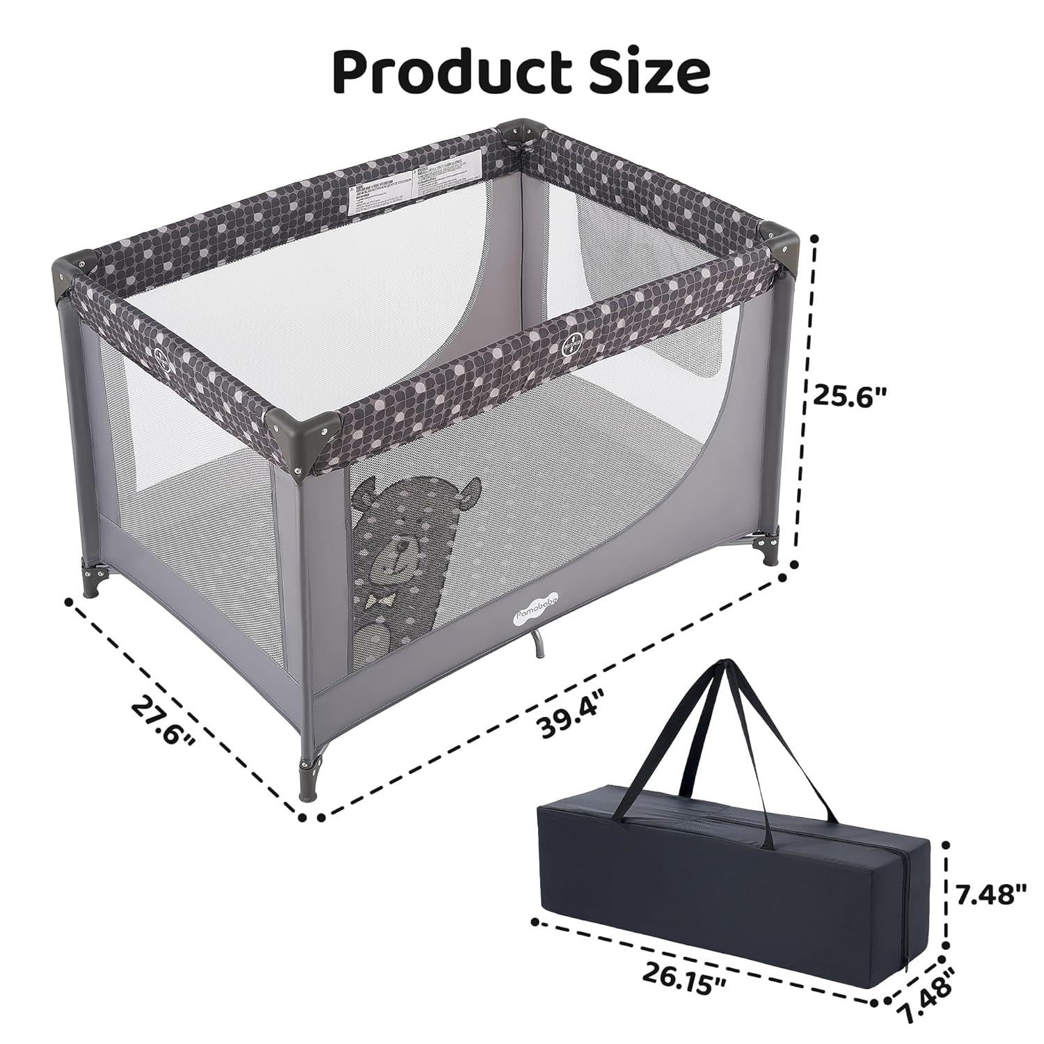 ORANGLES Pamo Babe Compact Pack and Play – Portable Baby Crib & Lightweight Foldable Travel Playard with Mattress Pad & Carry Bag - angled perspective - Image 4 of 4 | excellent for daily use | New York | Free Shipping ORANGLES