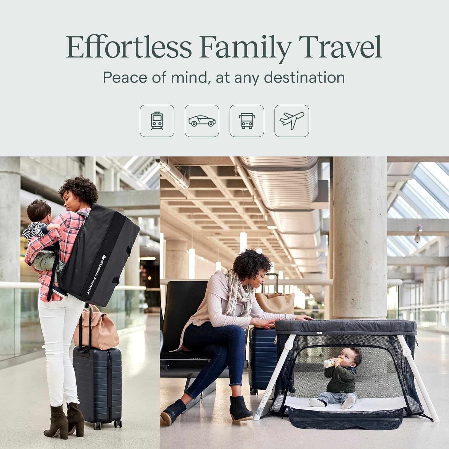 ORANGLES Guava Family Portable Travel Crib with Lightweight Backpack Design – Compact Folding Baby Play Yard & Travel Bed with Comfortable Mattress - angled perspective - Image 4 of 4 | excellent for daily use | New York | Free Shipping ORANGLES